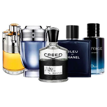 Set of 5 Men’s Perfumes – Azzaro, Invictus, Creed Aventus, Chanel and Sauvage
