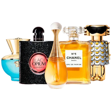 Set of 5 Women’s Perfumes – Versace, Black Opium, J'adore, Chanel and Fame